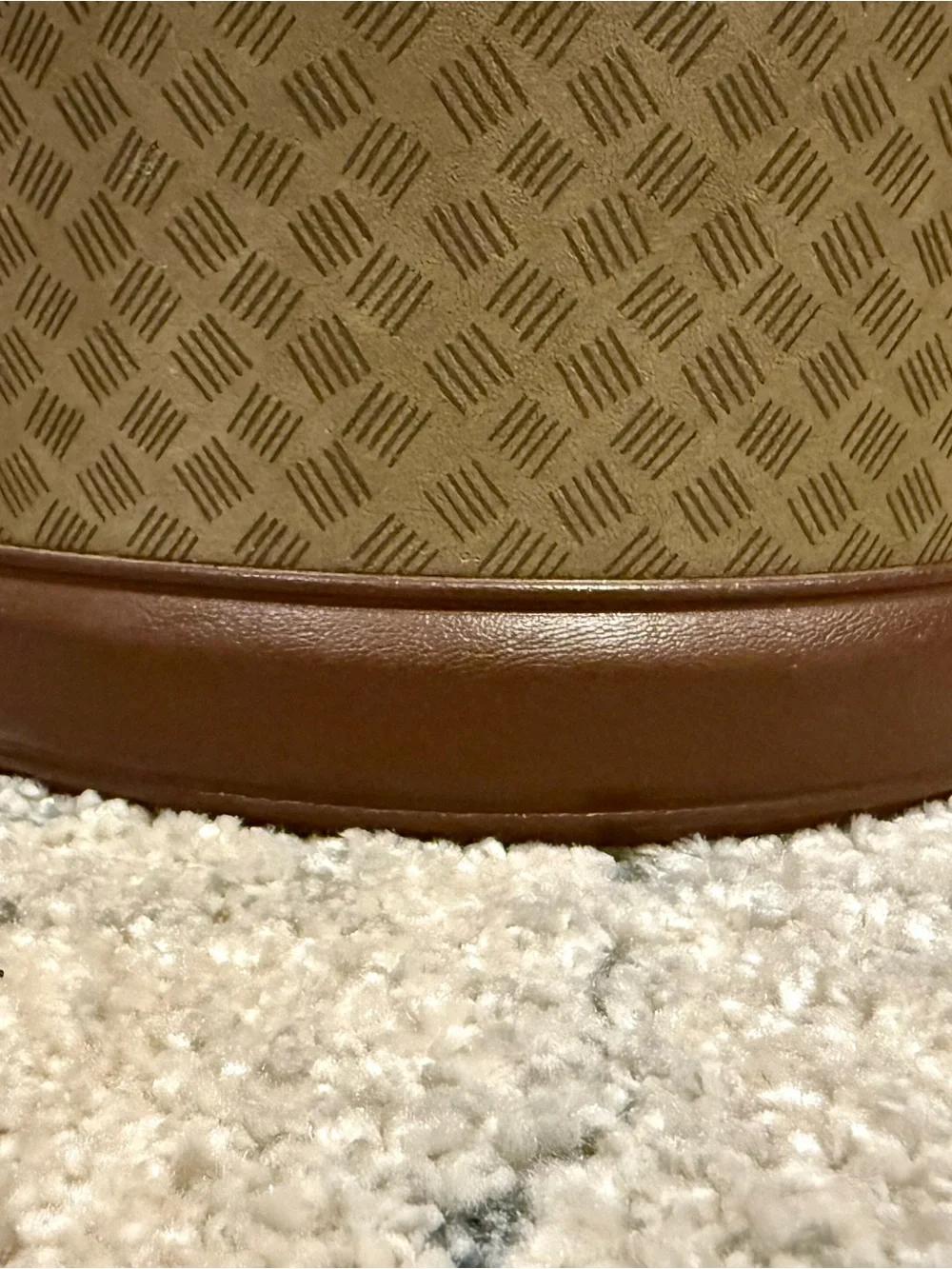 Vintage-Style Brown Patterned Ice Bucket with Brass-toned Lid & Handle